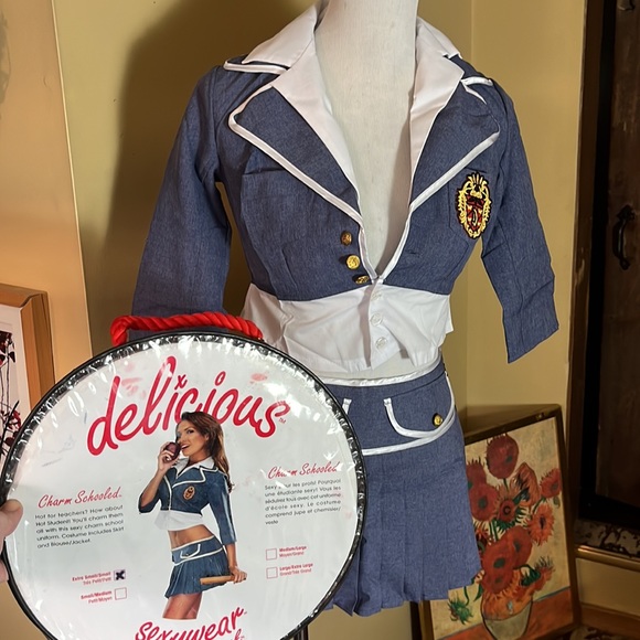 Vtg Sexy SchoolGirl Size XS/ Small Charm Schooled by Delicious Crop Blazer Skirt - Picture 1 of 16